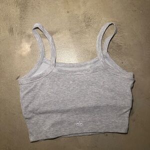 ALO Yoga Light Gray Crop Ribbed Tank